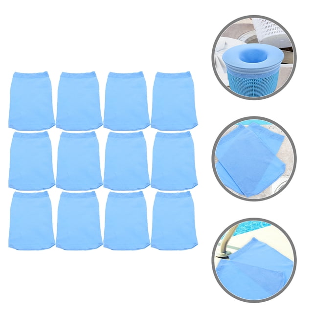 Phenofice 25Pcs Blue Pool Filter Socks for Skimmer Baskets Reusable Nylon Pool Skimmer Socks for Daily Use