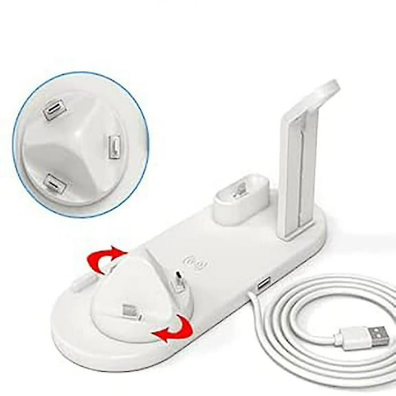 Wireless 4-in 1 Charging Station 360 Degree Rotating Charging Station For Apple/micro/type-c Phones Qi Fast Charging Dock