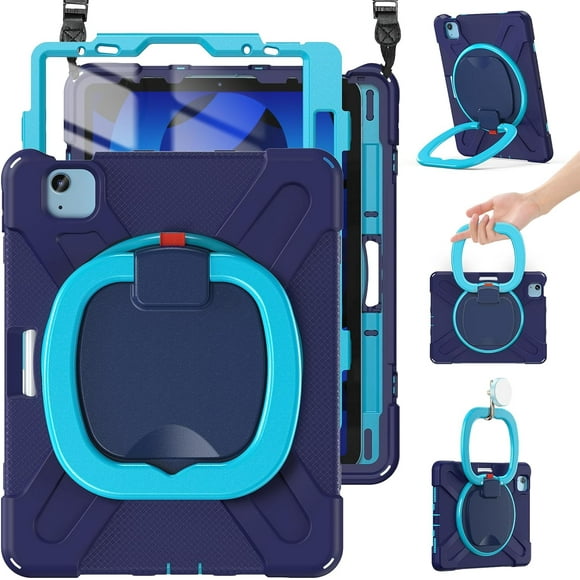 HCTian for iPad Air 11 Inch Case M3 2025/ M2 2024, iPad Air 5th/4th Gen 10.9”, iPad Pro 11 Inch Case 1st-4th Gen, Protective Cover with Screen Protector,Pencil Holder, Handle Grip & Shoulder Strap