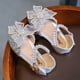 thumbnail image 5 of Puntoco Sandalias De Verano Para Bebés,Sandalias Para Niñas, Zapatos De Princesa Con Lazo, Suela Suave Para Bebé, Zapatos De Baile Con Diamantes Brillantes, Zapatos De Rendimiento Plateados 27, 5 of 6