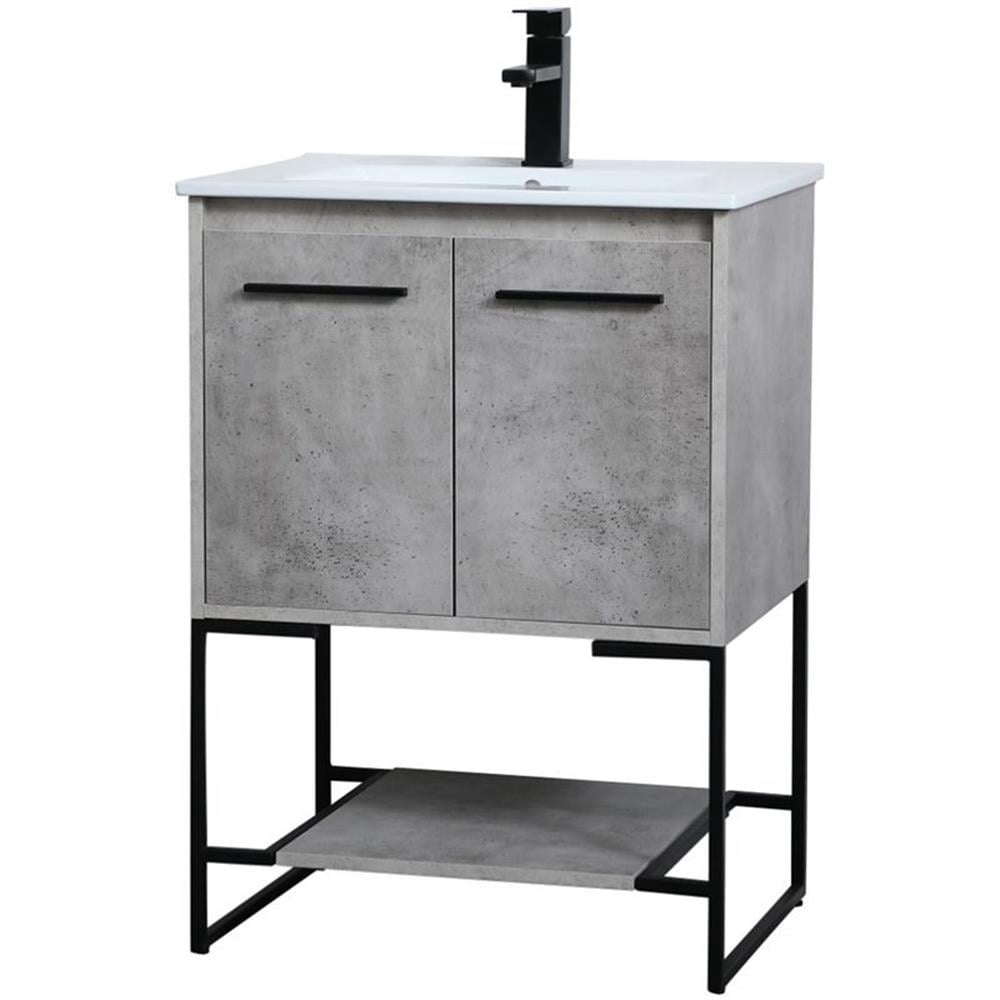 24 inch Single Bathroom Vanity in Concrete Grey