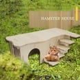 Desheus Hamster House Climbing Ladder Natural Wood MultiRoom Hut Rat