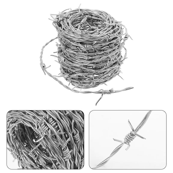 32.8FT Barbed Wire, Hot-Dip Galvanized Barb Wire Roll for Crafts Fences, Fence for Critter Deterrent