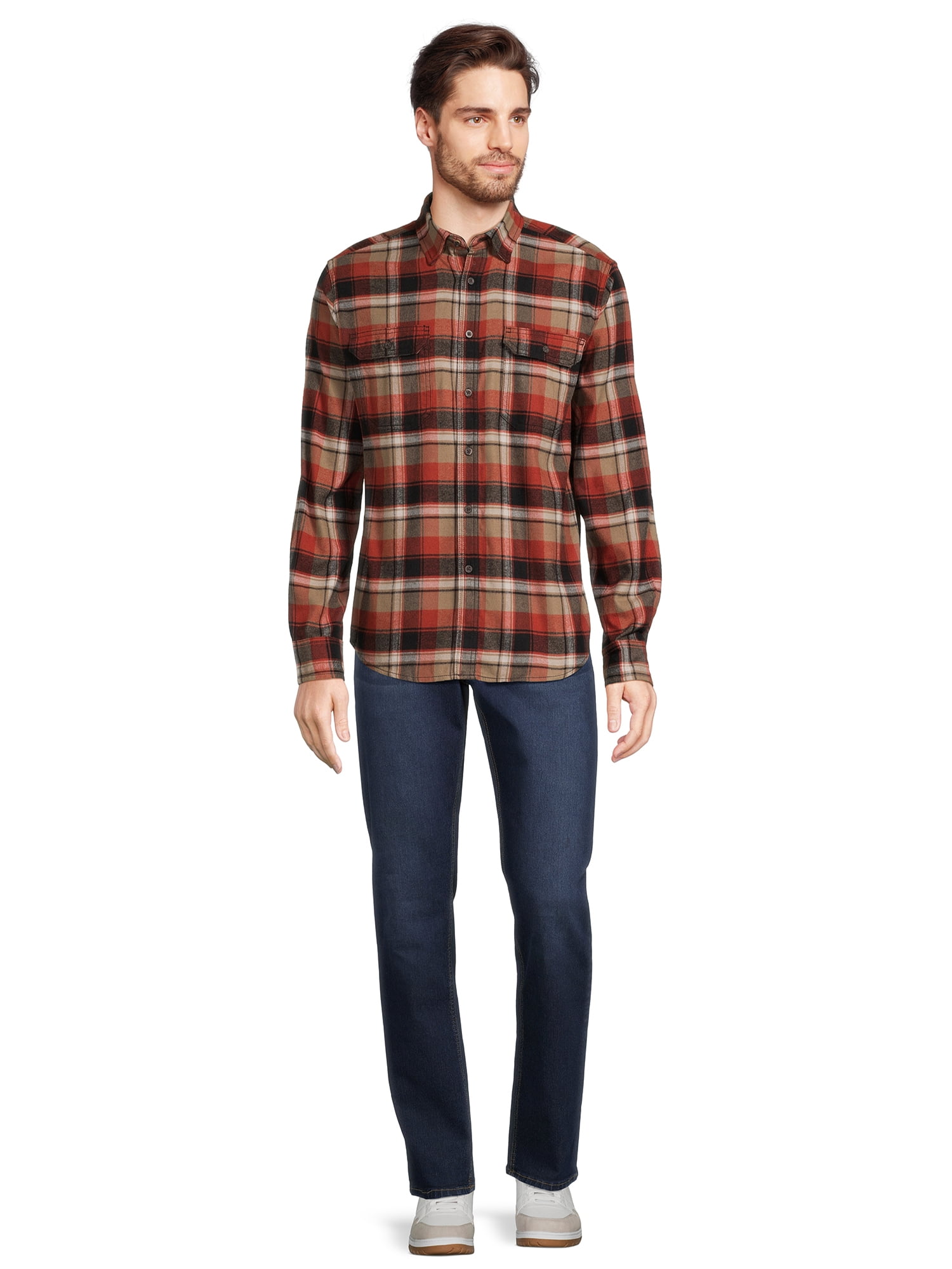 George Men's Long Sleeve Flannel Shirt, Sizes XS-3XLT