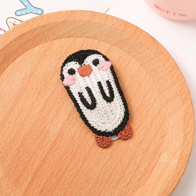 Pinza para el cabello tejida, pasador bonito, anticaída, portátil, Color brillante, regalos de Navidad y Año Nuevo, patrón de pingüino