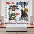 thumbnail image 2 of Ambesonne Japanese Kitchen Curtains, Manga Style Dragon, 55"x45", Green Blue, 2 of 3