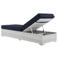 thumbnail image 6 of Lounge Chair Chaise, Rattan, Wicker, Light Grey Gray Blue Navy, Modern Contemporary Urban Design, Outdoor Patio Balcony Cafe Bistro Garden Furniture Hotel Hospitality, 6 of 8