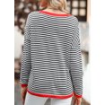 thumbnail image 3 of SHEWIN Womens Cotton Sweater Stripe Thin Knit Pullover Tops Lightweight Long Sleeve Shirts M, 3 of 7