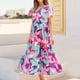 thumbnail image 5 of Puntoco Vestido De Verano De Las Mujeres Cuello Redondo Color Sólido Impreso Casual Manga Corta Vestido Suelto Vestido De Cuello Redondo De Manga Corta Rosa S,Regalos Para Mujer Joven, 5 of 8