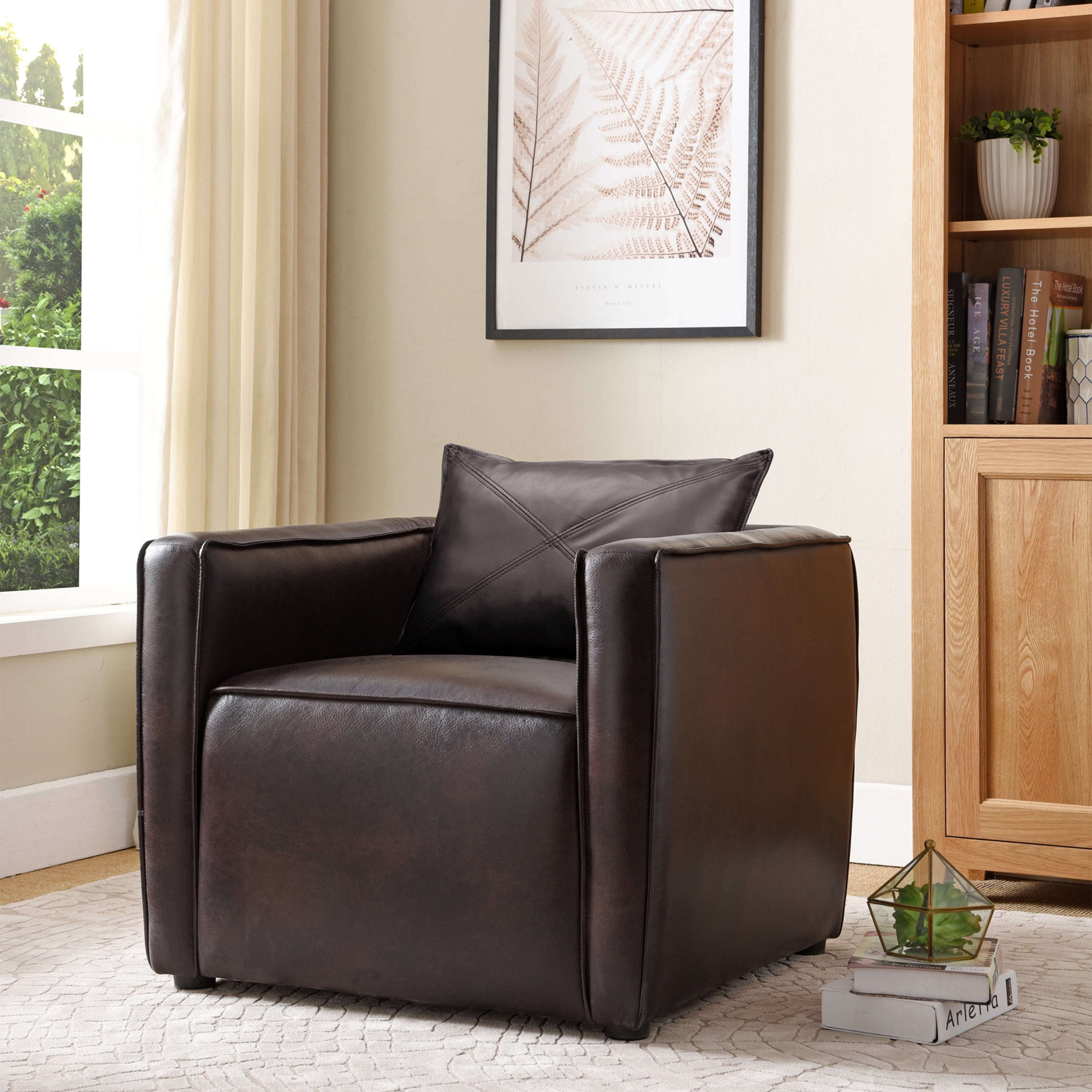Furniture of America Contemporary Faux Leather Tureo Accent Chair