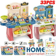 33 Pcs Home Buy Supermarket Toy Set Kid Toy Store with Sound Effects Multicolor Indoor Outdoor Play Kit Props Gift for Kids Children