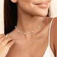 thumbnail image 4 of CROPD Pearl Necklace: 14K White Gold-Plated Pearl Pendant Necklace for Women Station Choker Y-necklace 16.5" + 2", 4 of 12