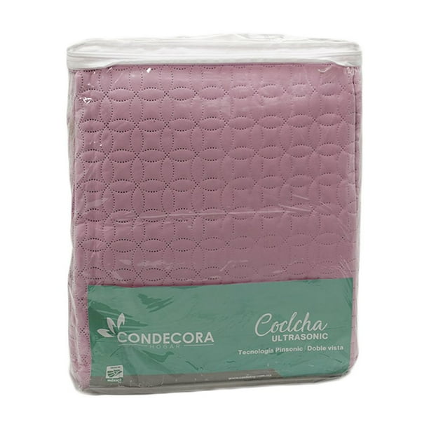 Colcha Duplex Condecora Ultrasonido Edredon Ligero King Size y Fundas para Almohada Color Rosa-Gris