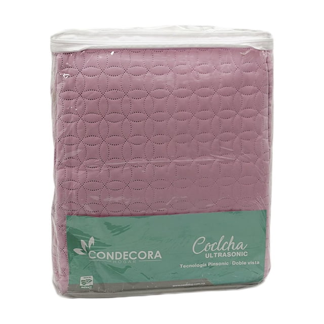 Colcha Duplex Condecora Ultrasonido Edredon Ligero King Size y Fundas para Almohada Color Rosa-Gris