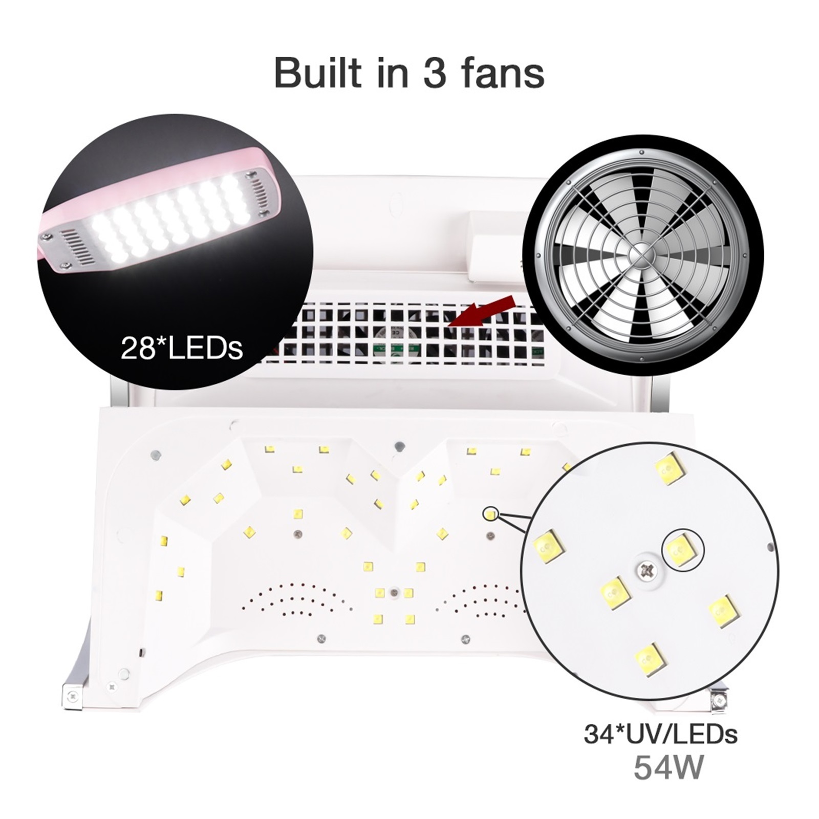 3-IN-1 54W Nail Dust Collector +UV LED Nail Lamp +Electric Nail Drill Professional Nail Manicure Tool Machine For Salon ,Lasting Comfort Experience