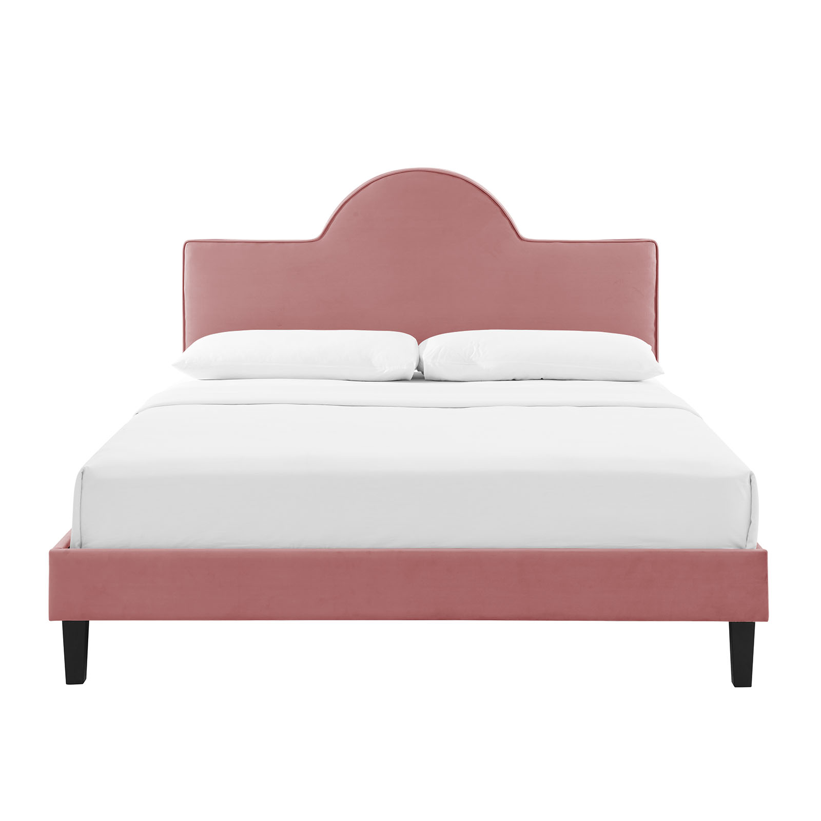 Platform Bed Frame, King Size, Pink, Velvet, Modern Contemporary, Bedroom Master Guest Suite Room