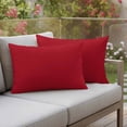thumbnail image 3 of Pack of 2 Pure Red Outdoor Pillow Covers Decorative, Waterproof Pillow Protector, Simple Solid Color Lumbar Throw Pillowcases for Patio Couch Sofa Home Decor 20"x12", 3 of 8