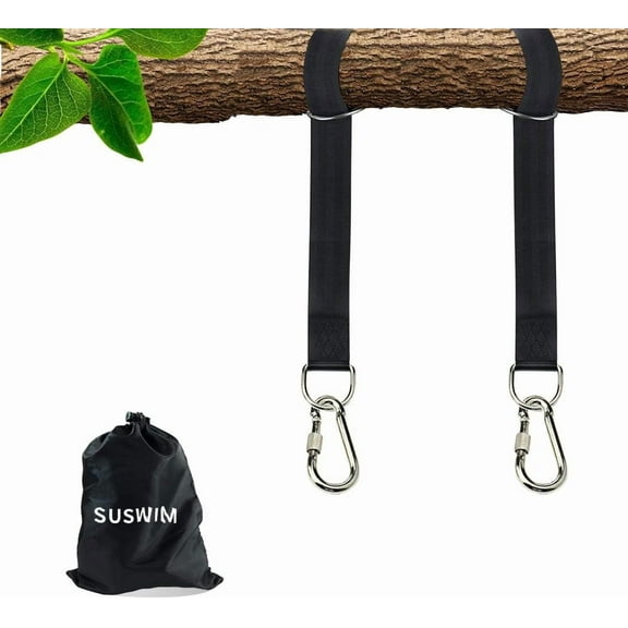 SUSWIM Tree Swing Hanging Straps Kit Holds 2000 lbs,5ft Extra Long Straps Strap with Safer Lock Snap Carabiner Hooks Perfect for Tree Swing & Hammocks, Perfect for Swings