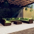 thumbnail image 1 of vidaXL 11 Piece Garden Lounge Set with Cushions Brown Poly Rattan, 1 of 5