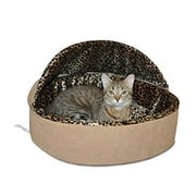 Angle View: K&H PET PRODUCTS Thermo-Kitty Heated Pet Bed, Deluxe Tan/Leopard, 4W, Small (16") (3195)