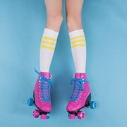 Skate Gear Retro Quad Roller Skates, Holiday Gift for Girls (Graphic Pink/Blue, Womens 9 / Mens 8)