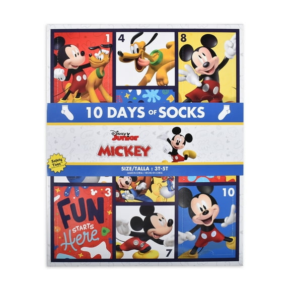 Mickey Mouse Toddler Girls 10 Days of Socks, 10-Pack, Sizes 2T-5T