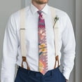 thumbnail image 3 of Floral Hippie Retro Necktie - Elegant Satin Tie for Business & Formal Events, 3 of 4