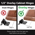 thumbnail image 6 of Matte Black Cabinet Door Hinges:10 Pair/20 Pack 1/2" Overlay Cabinet Hinges,Self Closing Semi Concealed Cabinet Hinges Hardware,Face Frame Flush Mount Kitchen Cabinet Hinges, 6 of 7