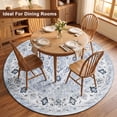 thumbnail image 3 of ICEANT Persian Style Round Area Rug, 5'x5' Round Vintage Anti-Slip Carpet for Living Room Bedroom, Boho Non-Shedding Mat for Balcony Floor, Light Blue, 3 of 5