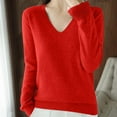 thumbnail image 2 of Jalioing Women's Knit Tops Long Sleeve V Neck Casual Sweaters Solid Color Fashion Basic Sweater Shirts Clothes, 2 of 7