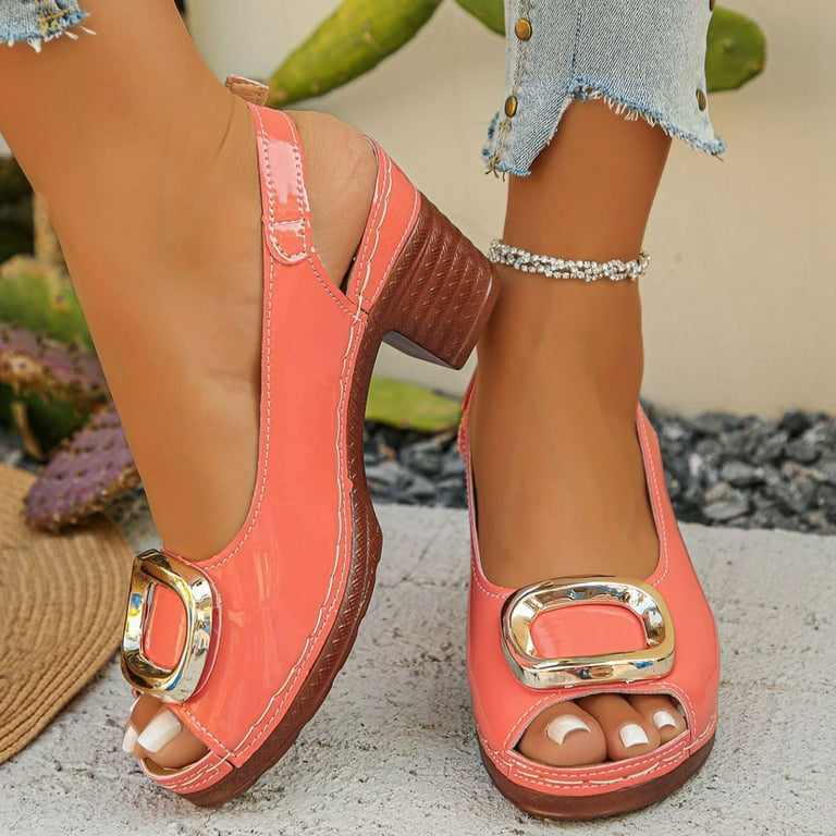 Miluxas Platform Sandals Women Open Toe Fashion Chunky Heel