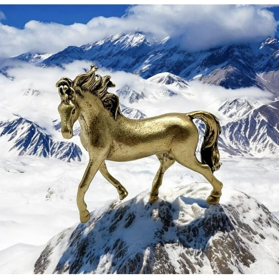 Miniature Bronze Metal Stallion Horse Figurine