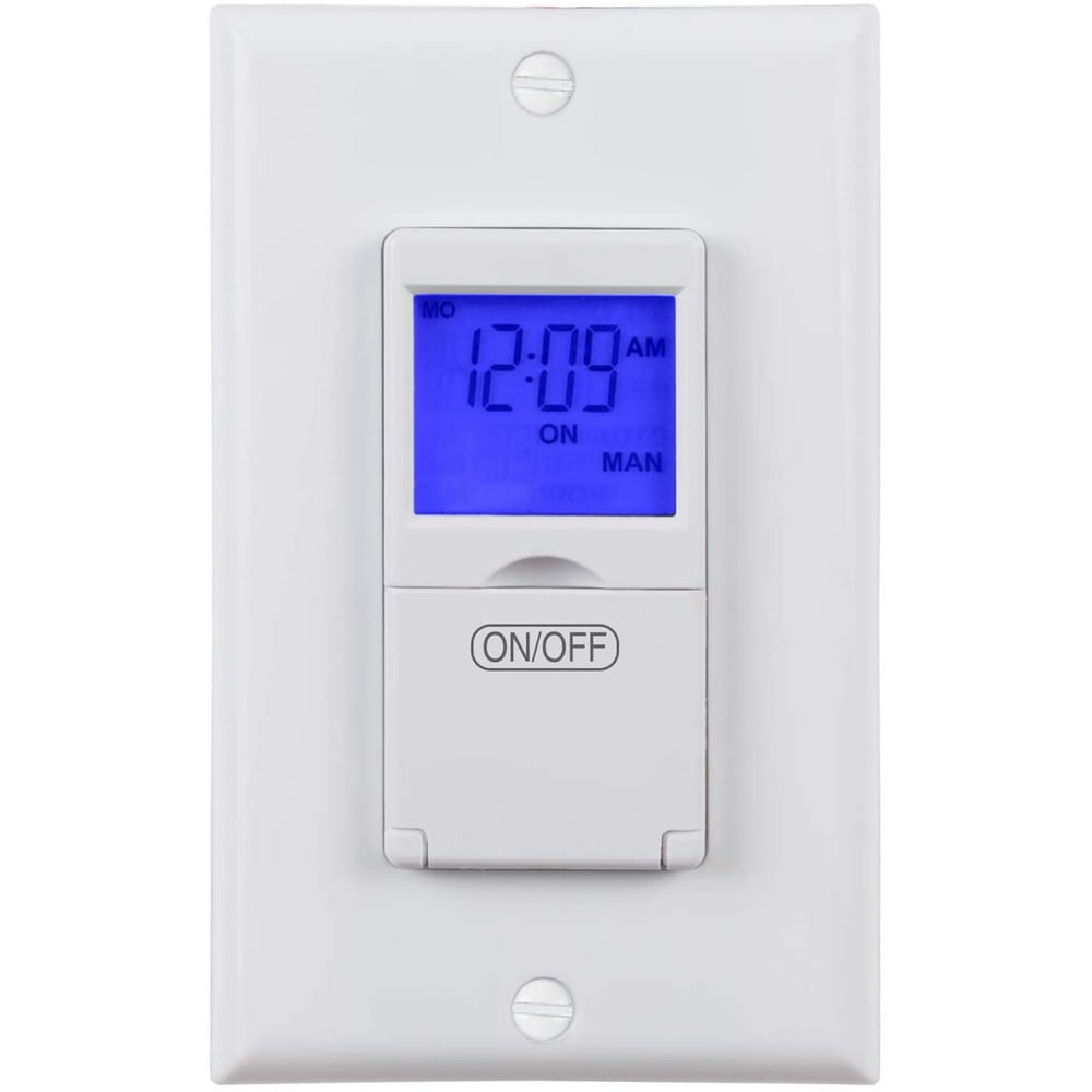 BNLINK 7 Day Programmable InWall Timer Switch for Lights, fans and Motors , Single Pole and 3