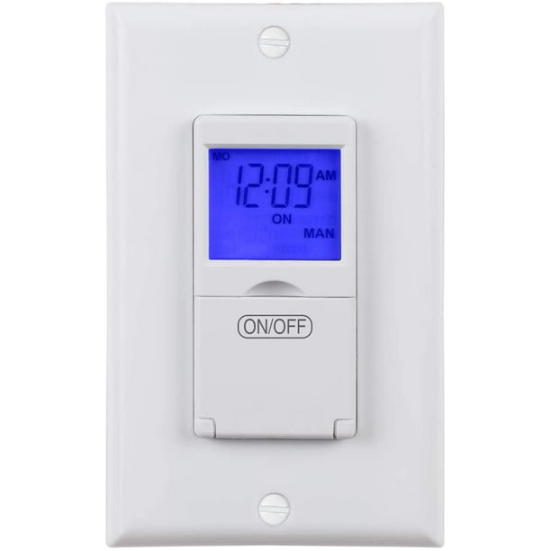 BNLINK 7 Day Programmable InWall Timer Switch for Lights, fans and Motors , Single Pole and 3