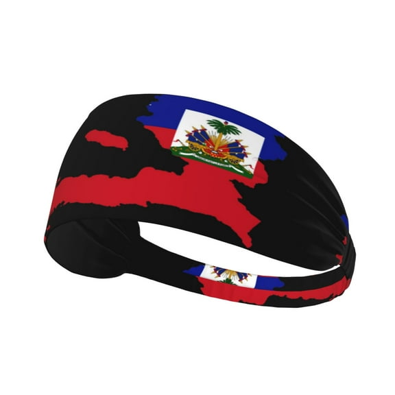 Flag Of Haiti Sports Headbands Sweatbands Non Slip Sweat Bands Athletic Workout Fashion Wide Hair Bands For Men Women