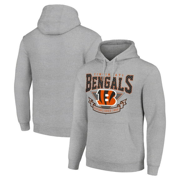 Men's Starter Heather Gray Cincinnati Bengals -80s Inspired Pullover Hoodie