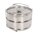 thumbnail image 1 of Steam Pot, Durability 2 Tier Stainless Steel Steam Pot Improve Efficency Stackable with Lid for Cooking, 1 of 7
