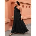 thumbnail image 6 of Black Asymmetrical One-Shoulder Ruffle A-Line Maxi Dress For Women, 6 of 6