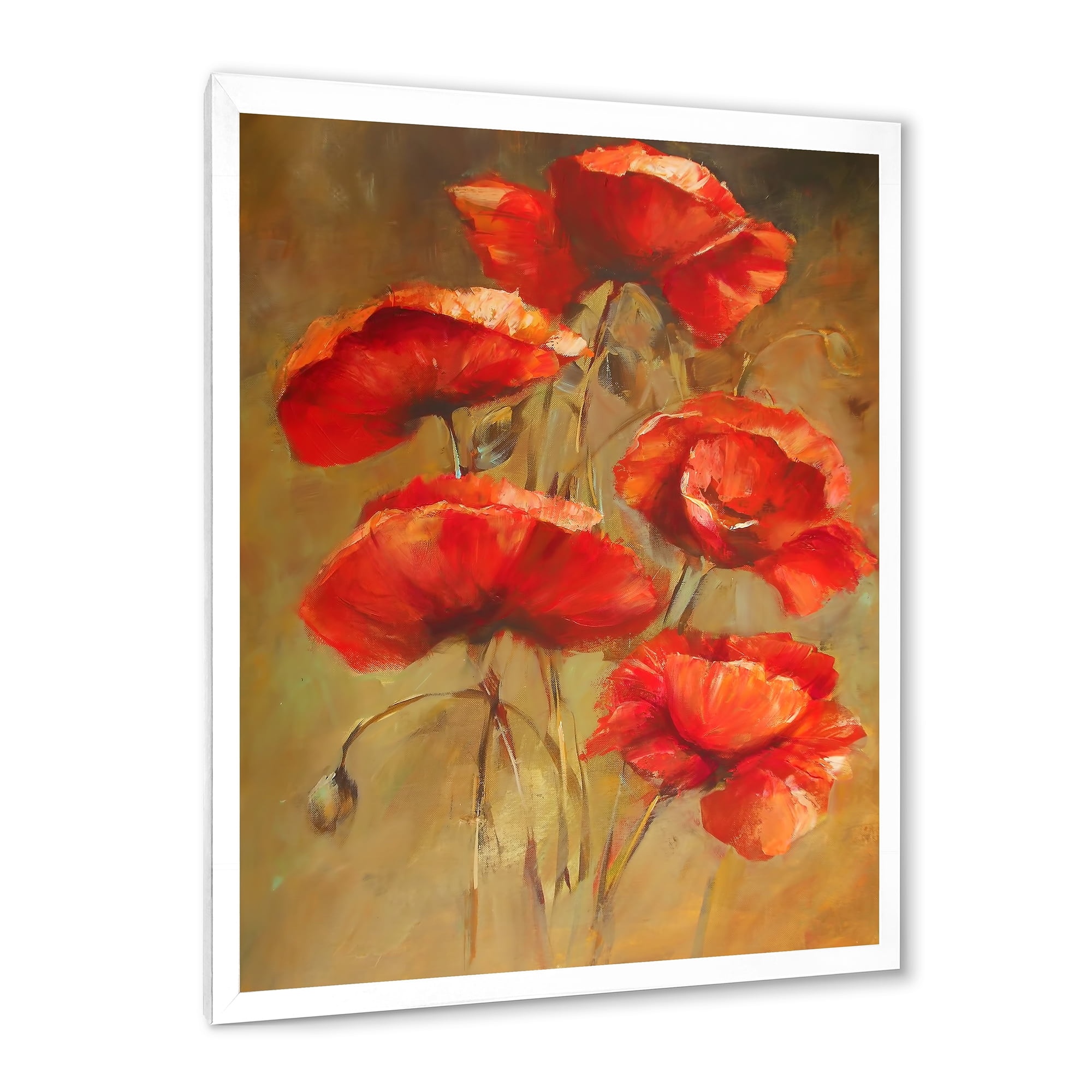 Designart 'Blooming Vintage Poppies I' Traditional Framed Art Print