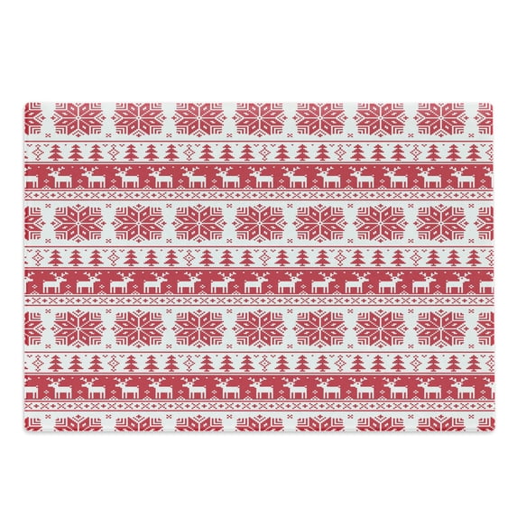 Nordic Cutting Board, Christmas Pattern with Nature Inspirations Scandinavian Culture Retro, Decorative Tempered Glass Cutting and Serving Board, Large Size, Hot Pink White, by Ambesonne