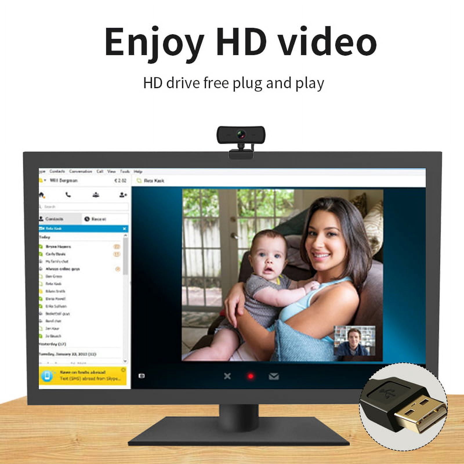 2K 4MP Autofocus Webcam with Tripod Stand, USB HD Web Camera with Built-in Mic for PC Video Recording