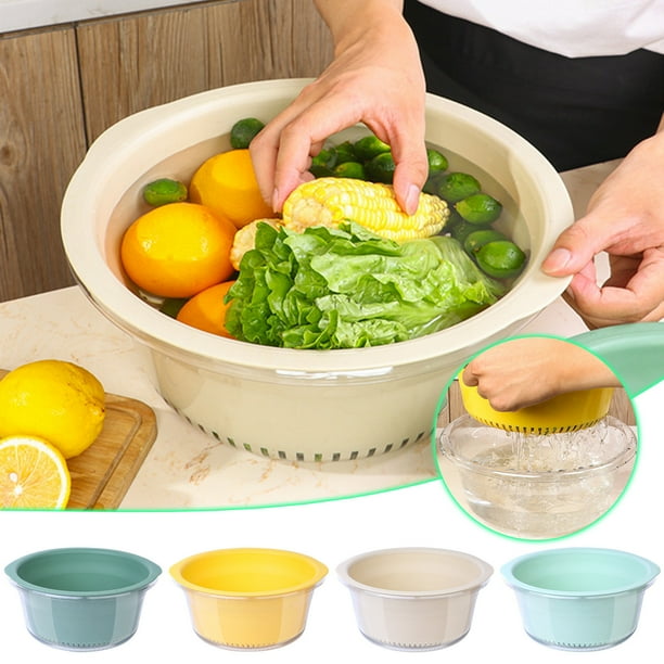 ¡Precios Increíbles!, Cesta de drenaje de doble capa, cesta de frutas y verduras para agua, nevera, cocina de plástico, cesta para lavar verduras Akmoler