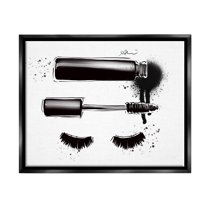 Stupell Industries Glam Mascara Lashes Makeup Graphic Art Jet Black Floating Framed Canvas Print Wall Art, Design by Alison Petrie