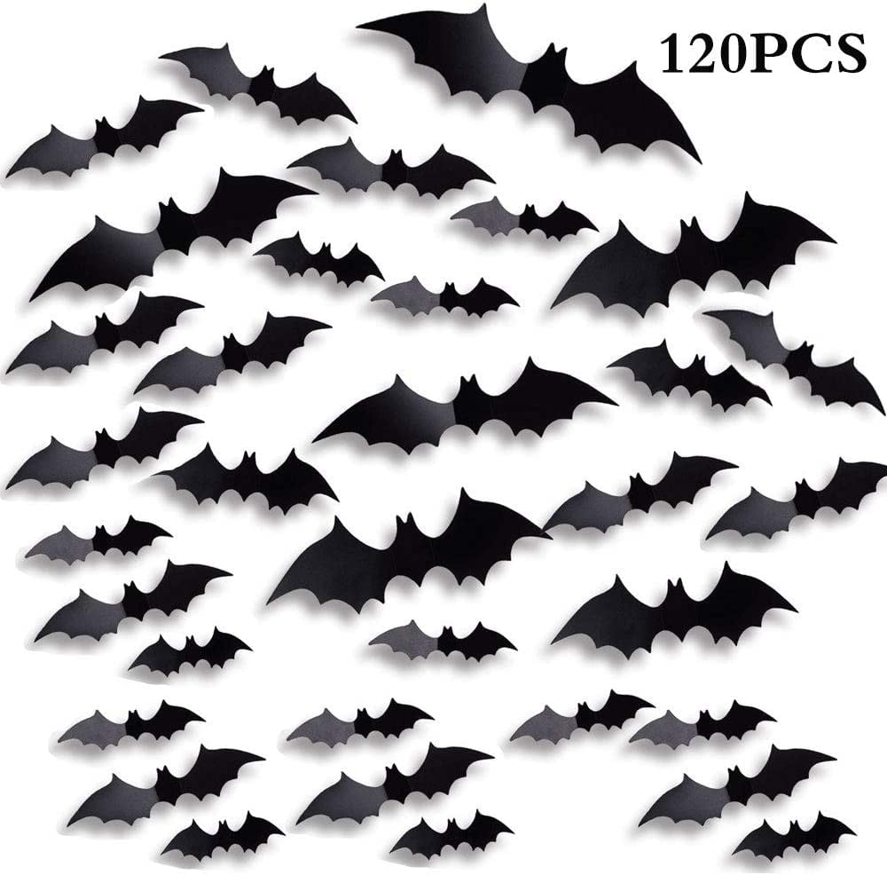 120PCS Halloween Window Clings Bat Decal Stickers Party Purple 
