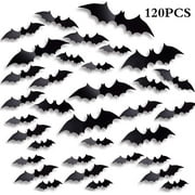 Intera 120 PCS Halloween Party Dcorations 3D Scary Bats Wall Sticker Window Decor for Halloween Eve Party Supplies Kids Room Decor,4 Sizes