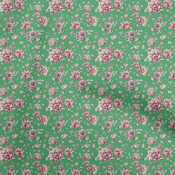oneOone Cotton Flex Green Fabric Florals Sewing Craft Projects Fabric Prints By Yard 40 Inch Wide