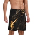 thumbnail image 2 of Uemuo Black And Gold Fire Dragon Pattern Men's Short Pajama Pants – Soft & Breathable Lounge Shorts, Elastic Waistband with Pockets, Lightweight Sleepwear for All-Season Comfort-Medium, 2 of 6