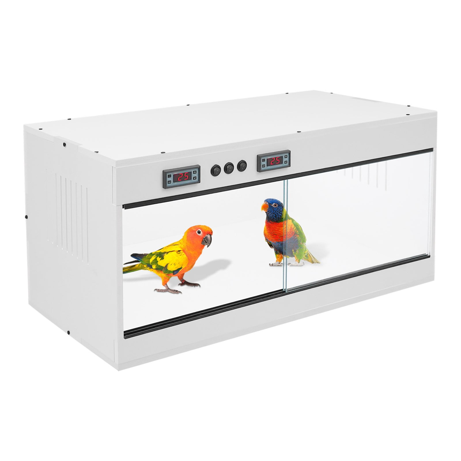 Reptile Terrarium PVC, 31.5x15.75x15.75 Inch Reptile Enclosure with Dual Zone Thermostat, Tempered Glass Door & Ceramic Sockets, Large Habitat Tank for Snake Bearded Dragon Gecko