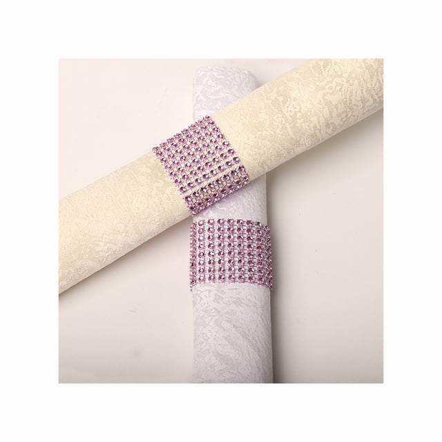 Napkin Rings Set of 6PCS,Rhinestone Bling Napkin Rings Holder for Wedding Birthday Party, Pink