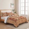 thumbnail image 5 of Twin XL Quilt Set 68''x98'', Orange Boho Lightweight Summer Bedspread Coverlet Set with 2 Pillow Shams, Geometric Antique Tribal Retro Ethnic Breathable All Season Quilt Bedding for Dorm/Guest Room, 5 of 9